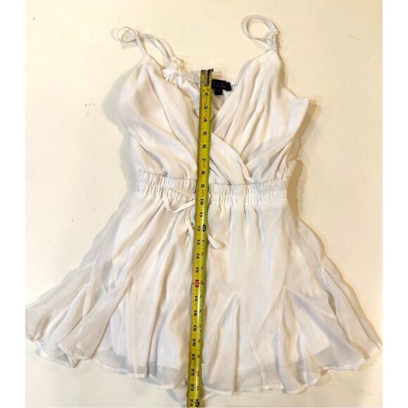 Trixxi White Chiffon Wrap Blouse Top Women’s Small S Flutter Sleeve Sheer Boho - Picture 3 of 6